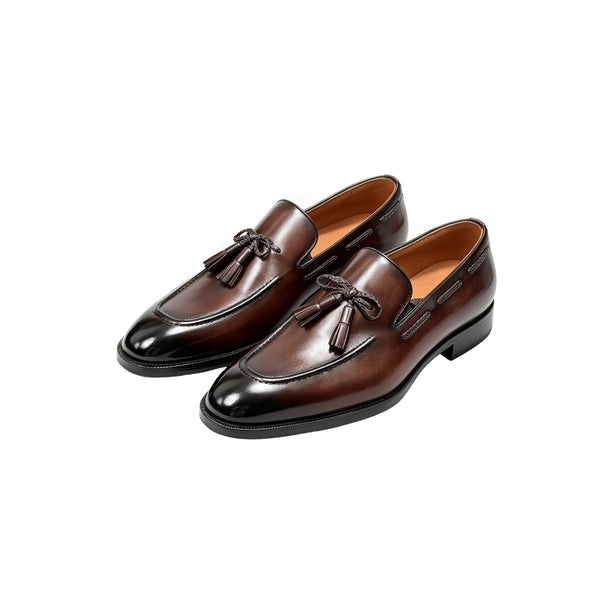 Maurice E Leather Tasseled Loafer - Brown