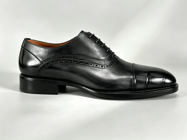 Maurice E Leather Lace-Up Oxford - Black