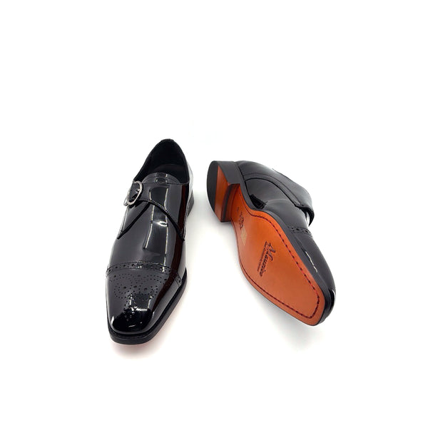 Maurice Patent Leather Monkstrap Shoe - Black