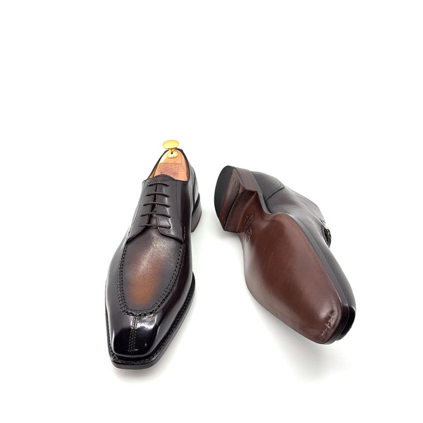 Ugo Vasare "Norman" Calfskin Lace-Up Split-Toe Derby - Cognac