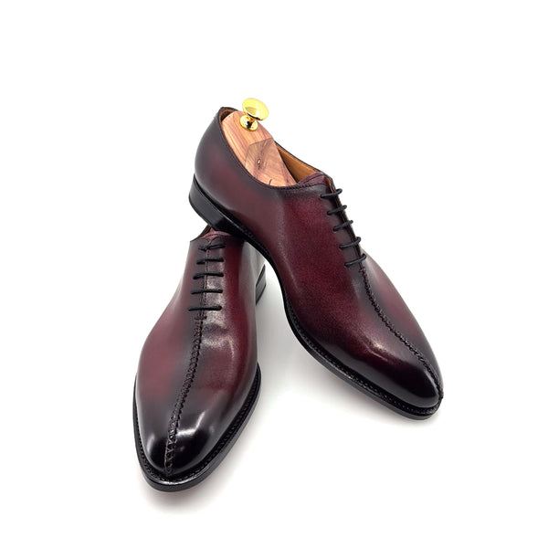Ugo Vasare "Derrick" Burnished Calfskin Lace-Up Oxford Burgundy