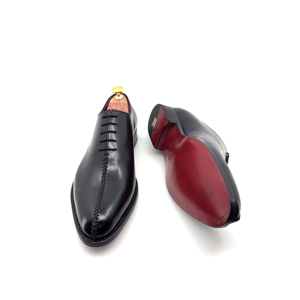 Ugo Vasare "Derrick" Burnished Calfskin Lace-Up Oxford Black