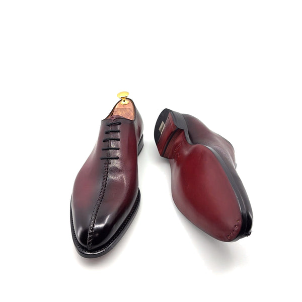 Ugo Vasare "Derrick" Burnished Calfskin Lace-Up Oxford Burgundy