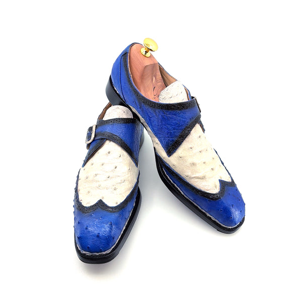 Maurice Palm Desert Custom Made Ostrich Monkstrap - Blue/White
