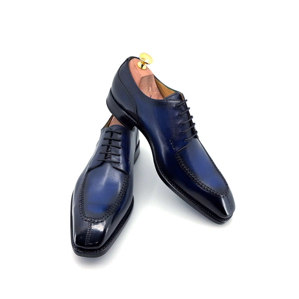 Ugo Vasare "Norman" Calfskin Lace-Up Split-Toe Oxford - Navy
