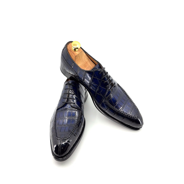 Ugo Vasare Alligator Lace-Up Shoe - Navy
