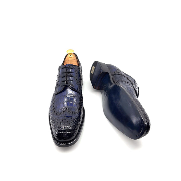 Ugo Vasare Alligator Lace-Up Oxford - Blue