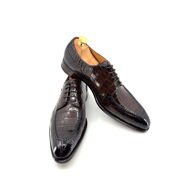Ugo Vasare Alligator Lace-Up Shoe - Brown
