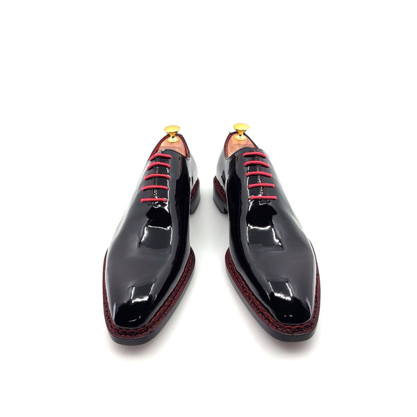 Ugo Vasare Jason Wholecut Patent Calfskin Oxford - Black