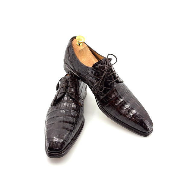 Mezlan "Beverly Hills" Crocodile Lace-Up Shoe Brown