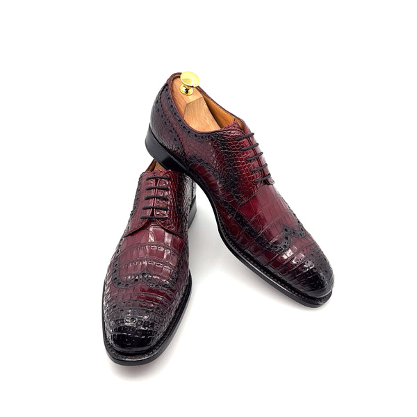 Ugo Vasare Alligator Lace-Up Oxford - Burgundy