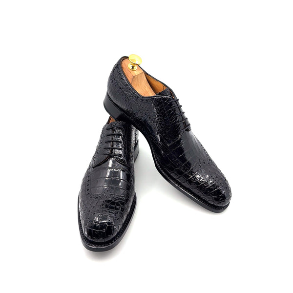 Ugo Vasare Alligator Lace-Up Oxford - Black
