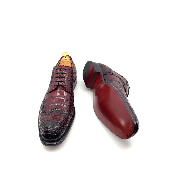 Ugo Vasare Alligator Lace-Up Oxford - Burgundy