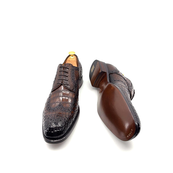 Ugo Vasare Alligator Lace-Up Oxford - Brown