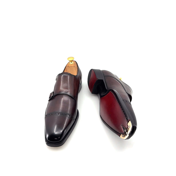Maurice E Leather Double Monkstrap - Brown