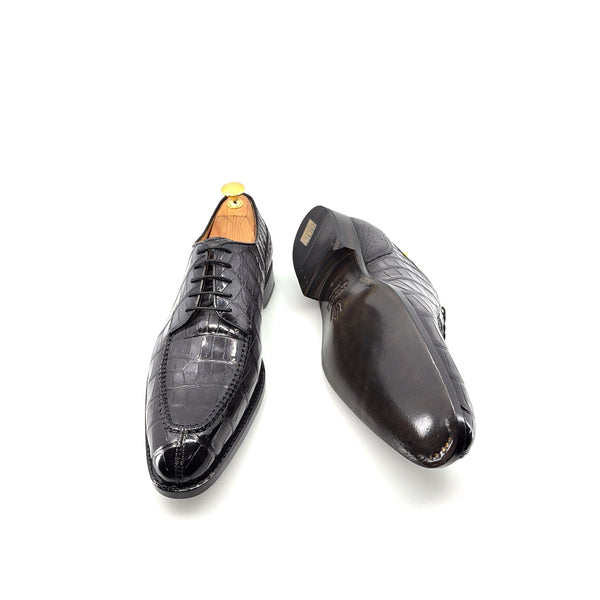 Ugo Vasare Alligator Lace-Up Shoe - Grey