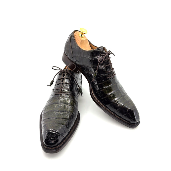Mezlan Crocodile Oxford - Brown/Olive