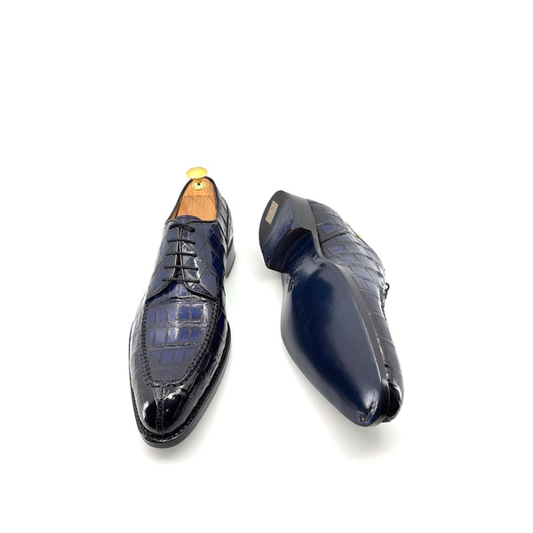 Ugo Vasare Alligator Lace-Up Shoe - Navy