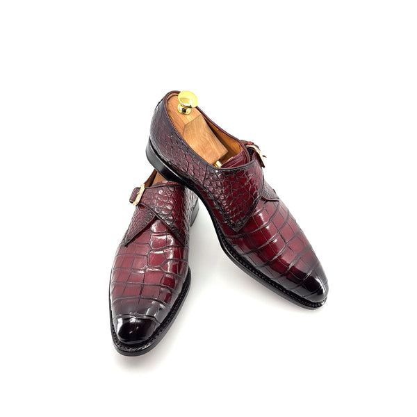 Ugo Vasare Alligator Monkstrap - Burgundy