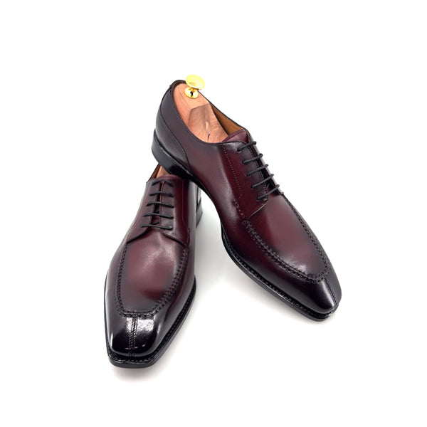 Ugo Vasare "Norman" Calfskin Lace-Up Split-Toe Derby - Burgundy