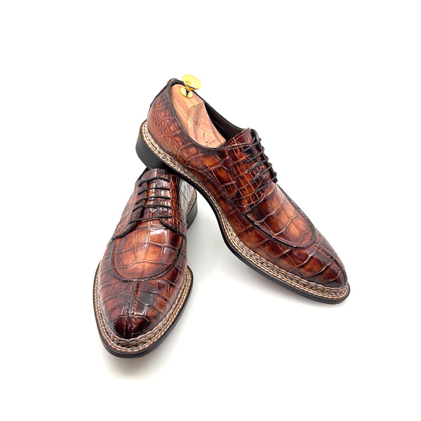 Maurice Custom Alligator Lace-Up Collab with Mr. Maximoff 1.0 - Coffee