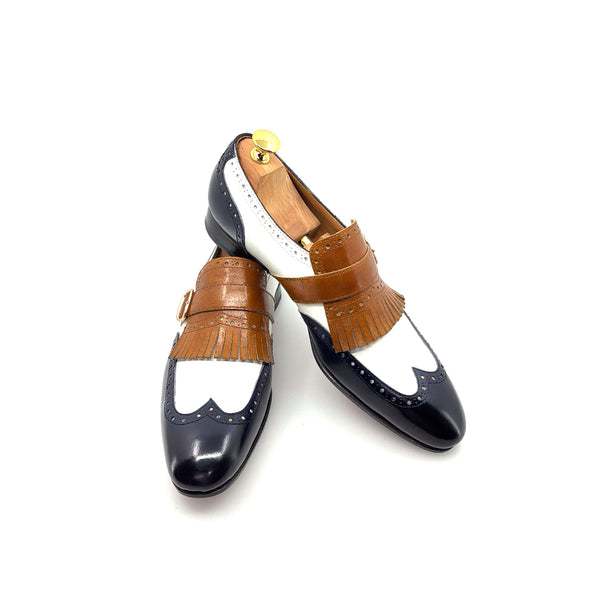 Ugo Vasare Calfskin Loafer - Navy/Camel/White