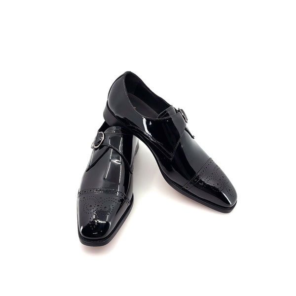 Maurice Patent Leather Monkstrap Shoe - Black