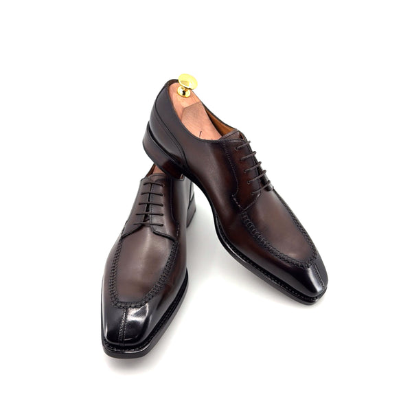 Ugo Vasare "Norman" Calfskin Lace-Up Split-Toe Oxford -Brown