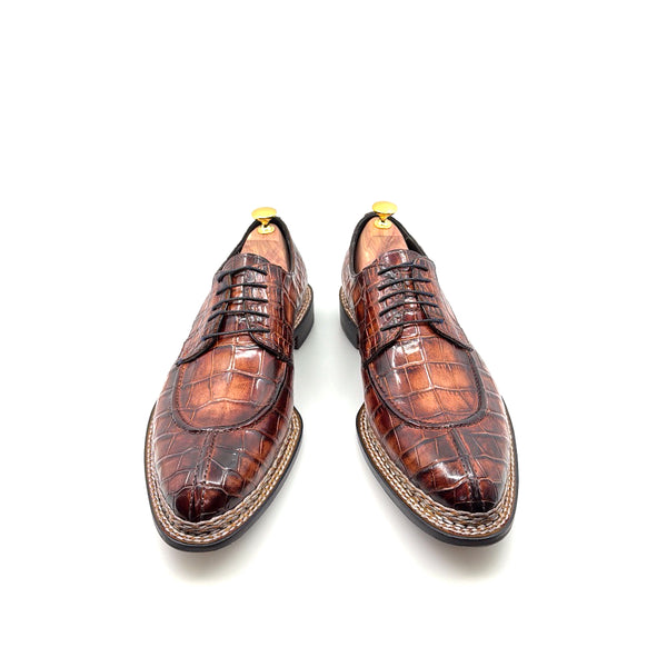 Maurice Custom Alligator Lace-Up Collab with Mr. Maximoff 1.0 - Coffee