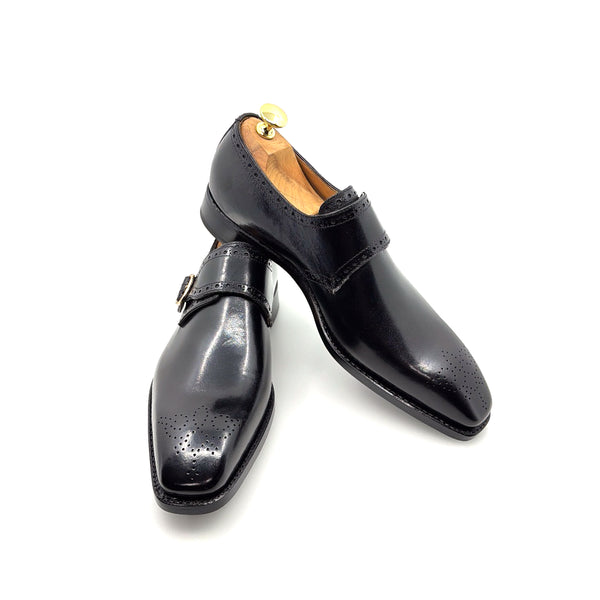 Ugo Vasare Monkstrap Calfskin Shoe - Black