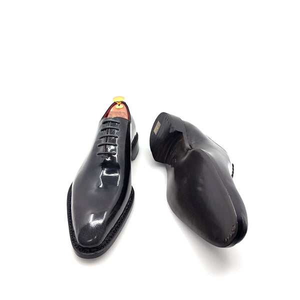 Ugo Vasare Jason Wholecut Patent Calfskin Oxford - Charcoal Grey