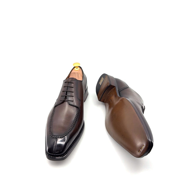 Ugo Vasare "Norman" Calfskin Lace-Up Split-Toe Oxford -Brown