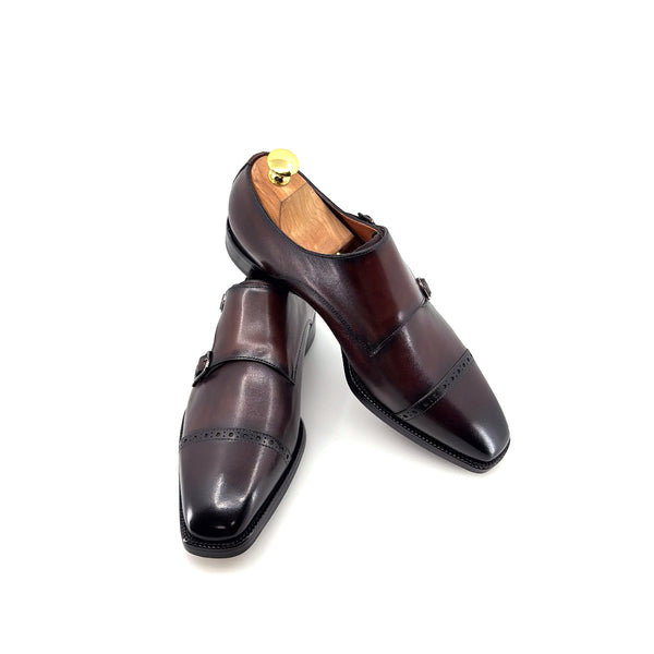Maurice E Leather Double Monkstrap - Brown