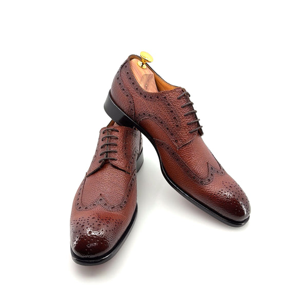 Ugo Vasare Llama Leather Wingtip Oxford - Tan
