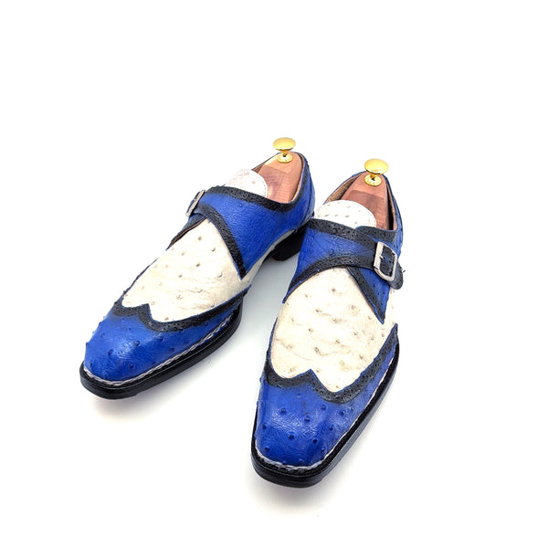 Maurice Palm Desert Custom Made Ostrich Monkstrap - Blue/White