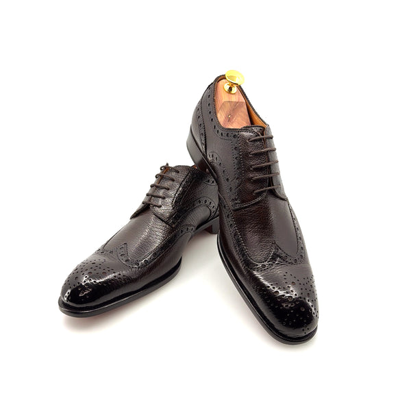 Ugo Vasare Llama Leather Wingtip Oxford - Dark Brown