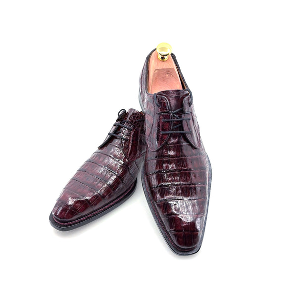 Mezlan "Cratos" Crocodile Derby Burgundy