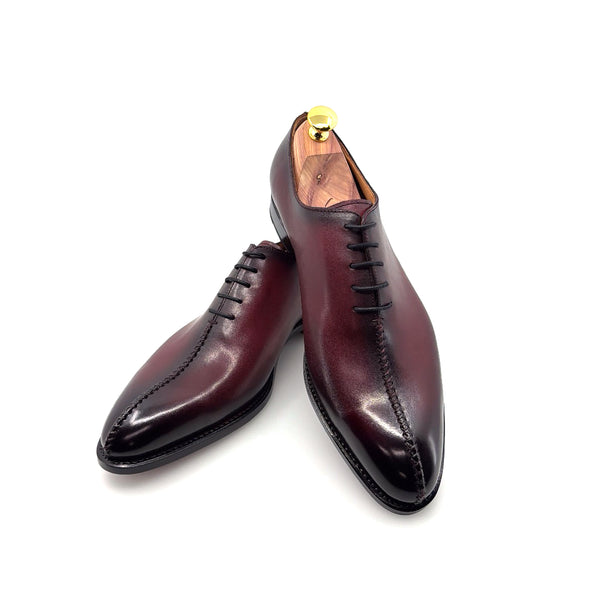 Ugo Vasare "Derrick" Burnished Calfskin Lace-Up Oxford Burgundy