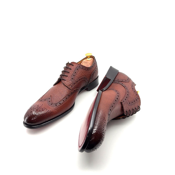 Ugo Vasare Llama Leather Wingtip Oxford - Tan