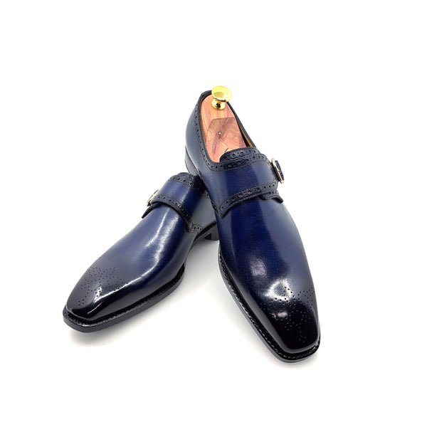 Ugo Vasare Monkstrap Calfskin Shoe - Navy