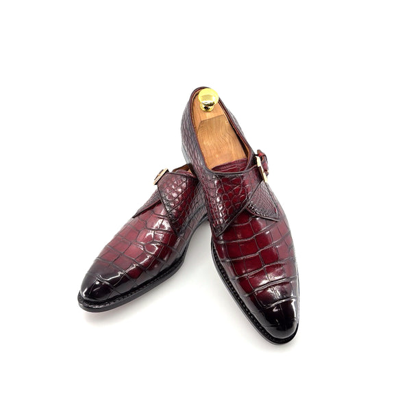 Ugo Vasare Alligator Monkstrap - Burgundy
