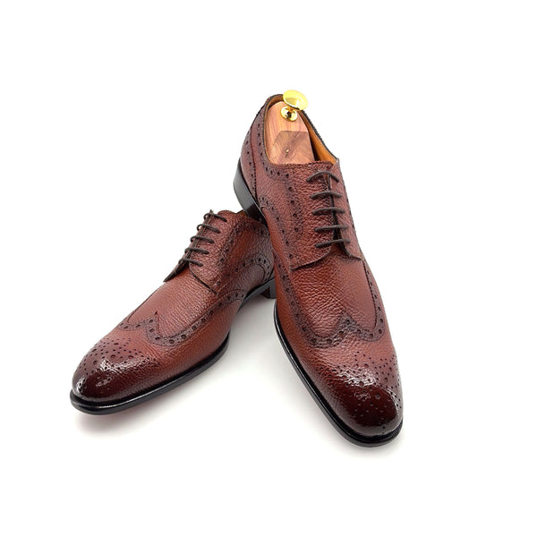Ugo Vasare Llama Leather Wingtip Oxford - Tan