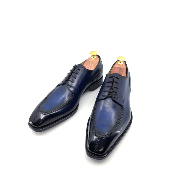 Ugo Vasare "Norman" Calfskin Lace-Up Split-Toe Oxford - Navy