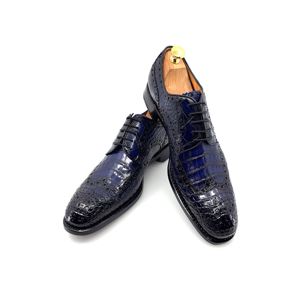 Ugo Vasare Alligator Lace-Up Oxford - Blue
