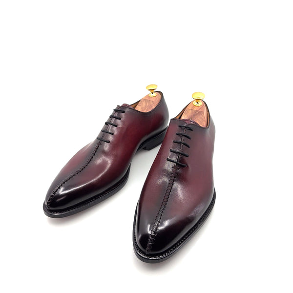 Ugo Vasare "Derrick" Burnished Calfskin Lace-Up Oxford Burgundy