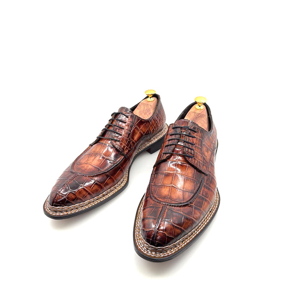 Maurice Custom Alligator Lace-Up Collab with Mr. Maximoff 1.0 - Coffee