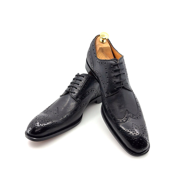 Ugo Vasare Llama Leather Wingtip Oxford - Black