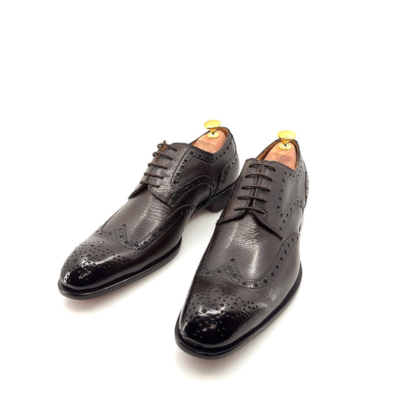 Ugo Vasare Llama Leather Wingtip Oxford - Dark Brown