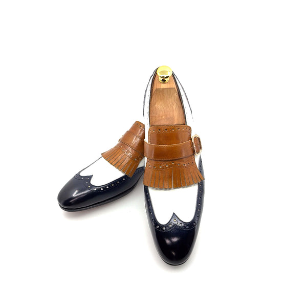 Ugo Vasare Calfskin Loafer - Navy/Camel/White