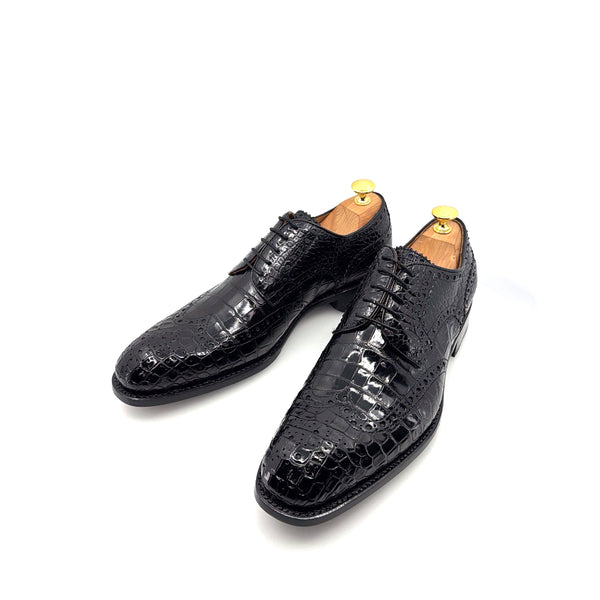 Ugo Vasare Alligator Lace-Up Oxford - Black